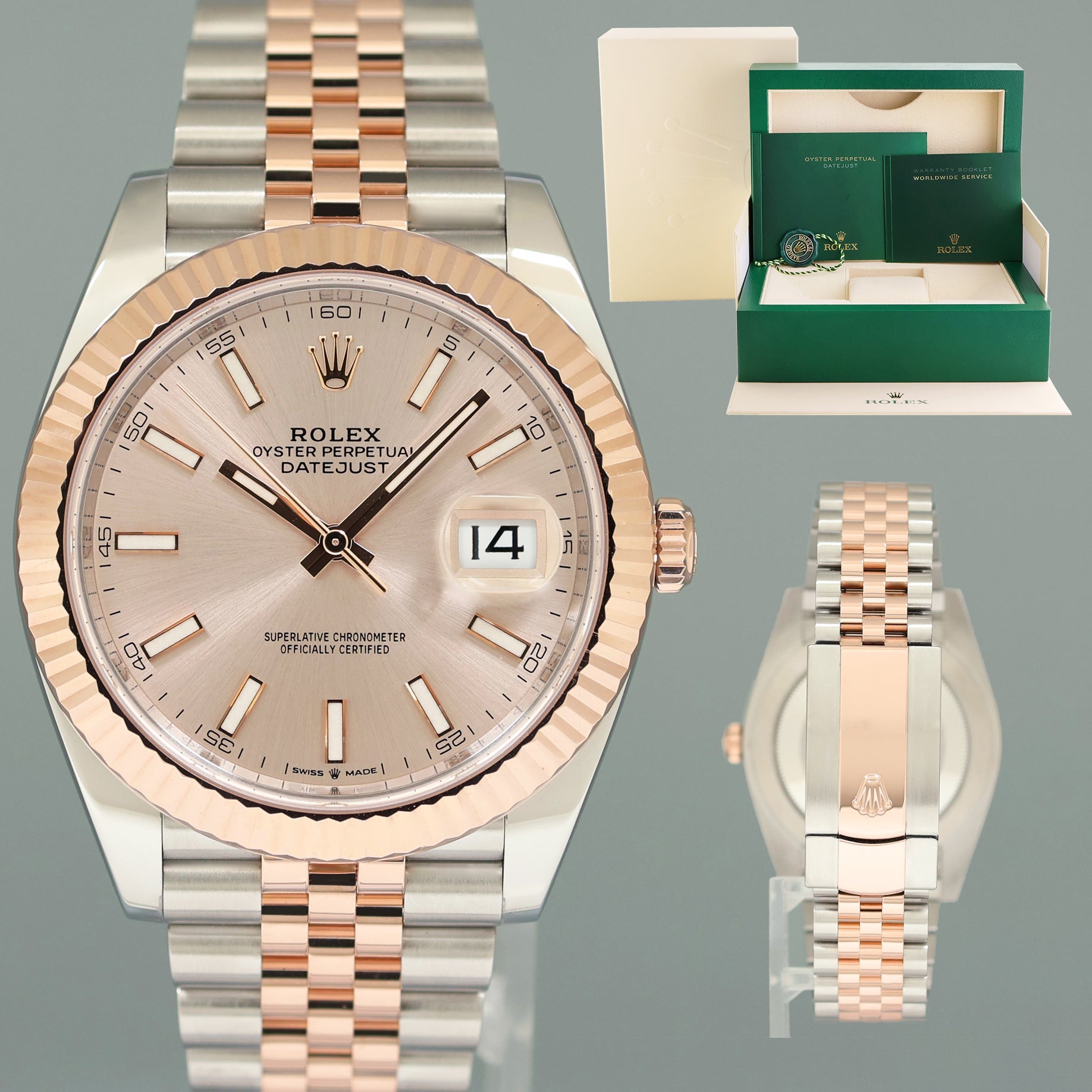 2022 Rolex DateJust 41 126331 Sundust Everose Gold Two-Tone Jubilee Watch Box