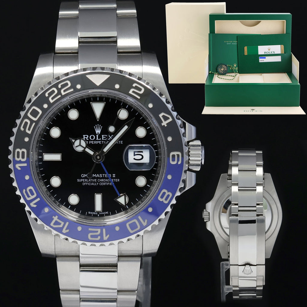 2016 PAPERS MINT Rolex GMT Master II 116710 BLNR Steel Ceramic Batman Blue Watch