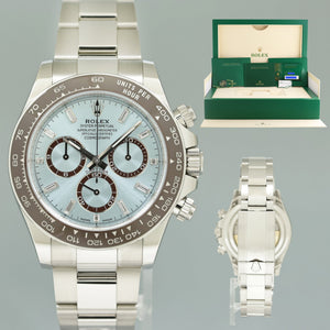 NEW 2024 PAPERS Rolex Daytona 126506 Platinum Glacier Blue Diamond Baguette Watch