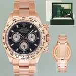 PAPERS MINT Rolex Daytona Cosmograph 18k Rose Gold Black Dial 116505 Watch
