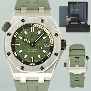 PAPERS MINT Audemars Piguet Royal Oak Offshore Diver Green Rubber 42mm 15720ST