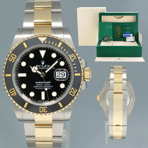 2020 NEW PAPERS Rolex Submariner 41mm Black 126613LN Two Tone Gold Steel Watch