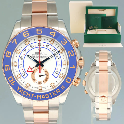 MINT Rolex Yacht-Master II 116681 Steel Everose Gold Blue hands 44mm Watch Box