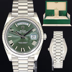 2024 NEW Rolex Platinum Fluted President 40mm Olive Green Roman 228236 Watch Box