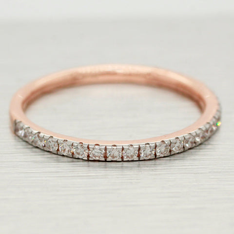 Diamond Channel-Set Wedding Band 0.26ctw | Women's Thin 14k Rose Gold Ring