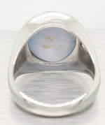 Vintage 18ct Star Sapphire Signet Ring w/ .50ctw Diamond Accent 14k White Gold