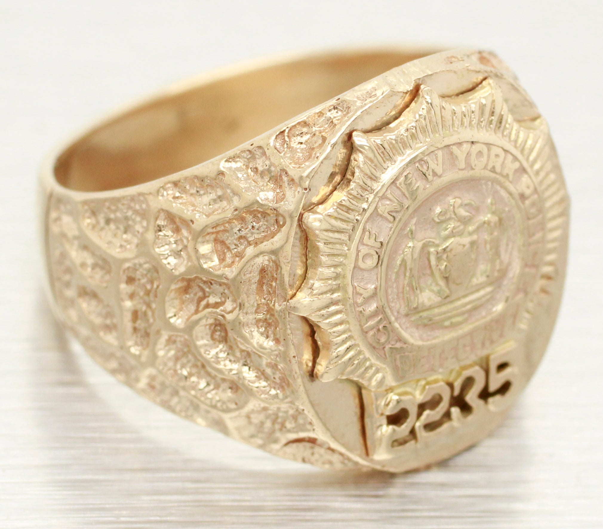 NYPD New York Police Dept Gold Mens Ring - 14k Yellow Gold Detective Signet Ring