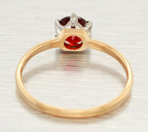 Antique Art Deco 0.70ct Garnet Engagement Ring - 14k Yellow Gold Solitaire Style