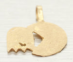 Retro Pacman 14k Yellow Gold Charm - Video Game Arcade Pendant for Necklace