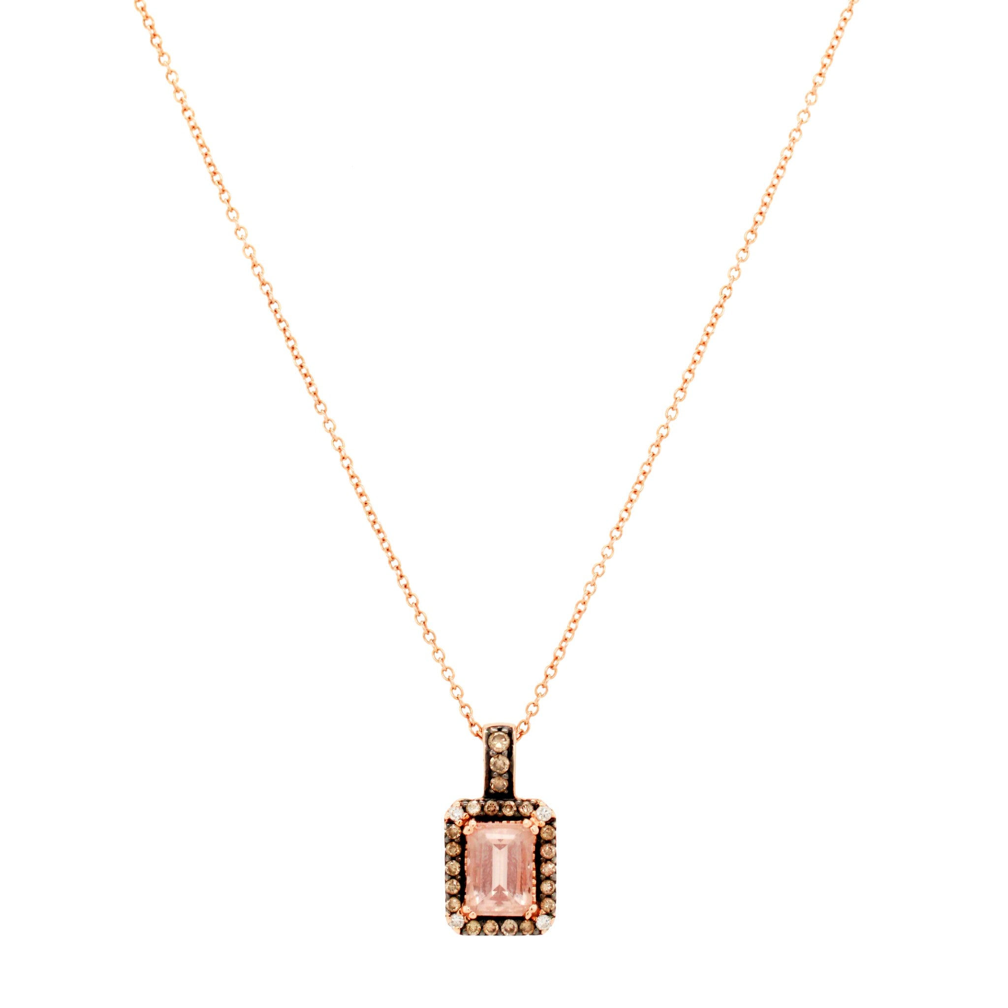 Le Vian Peach Morganite Rectangle Pendant - 14k Rose Gold Necklace - 18"