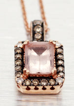 Le Vian Peach Morganite Rectangle Pendant - 14k Rose Gold Necklace - 18"