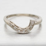 Antique Art Deco 0.07ctw Diamond Curved Band Ring - 14k White Gold - Size 6.5