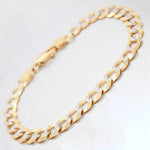 Solid 14k Yellow Gold Diamond-Cut Curb Link Chain Bracelet - 7.50"