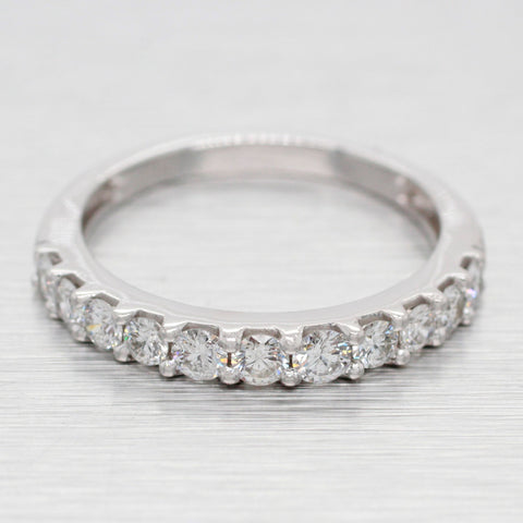 Vintage 0.88ctw Round Diamond Wedding Band Ring - 14k White Gold