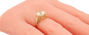 GIA 3.01ct Diamond Antique Art Deco Solitaire Engagement Ring - 14k Yellow Gold