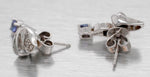 Vintage Blue Tanzanite Swirled Stud Earrings w/ Diamond Accents - 14k White Gold