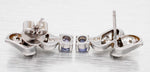 Vintage Blue Tanzanite Swirled Stud Earrings w/ Diamond Accents - 14k White Gold