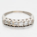 Antique Art Deco 0.60ctw Single-Row Diamond Wedding Band Ring - 14k White Gold