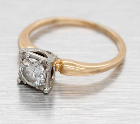 Antique Art Deco 0.50ct Solitaire Diamond Engagement Ring - 14k Yellow Gold