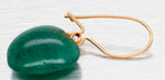 Vintage Green Jade Heart Drop/Dangle Earrings - 14k Yellow Gold - Wireback