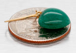 Vintage Green Jade Heart Drop/Dangle Earrings - 14k Yellow Gold - Wireback