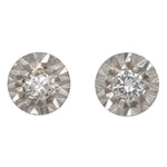 Vintage Illusion-Set 0.16ctw Diamond Stud Earrings - 14k White Gold