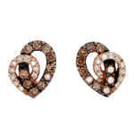 Le Vian Chocolatier Brown & White Diamond Heart Stud Earrings - 14k Rose Gold
