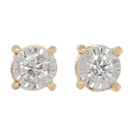 Vintage Illusion-Set 0.30ctw Diamond Stud Earrings - 14k Yellow Gold