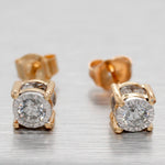 Vintage Illusion-Set 0.30ctw Diamond Stud Earrings - 14k Yellow Gold
