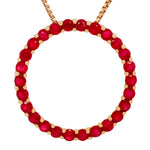 Vintage 1.50ctw Ruby Open Circle Pendant - 14k Yellow Gold Necklace - 18"