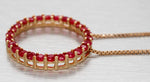 Vintage 1.50ctw Ruby Open Circle Pendant - 14k Yellow Gold Necklace - 18"