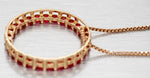 Vintage 1.50ctw Ruby Open Circle Pendant - 14k Yellow Gold Necklace - 18"