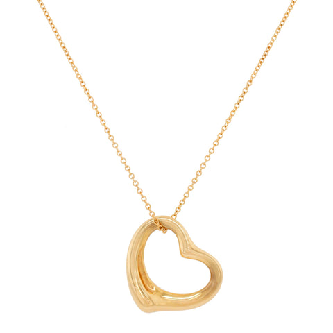 Tiffany & Co. Open Heart Pendant - 18k Yellow Gold - 16" Necklace - Elsa Peretti