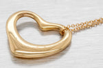 Tiffany & Co. Open Heart Pendant - 18k Yellow Gold - 16" Necklace - Elsa Peretti
