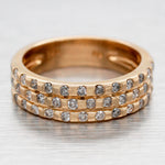 Vintage 0.50ctw Diamond Three-Row Cluster Wedding Band Ring - 14k Yellow Gold