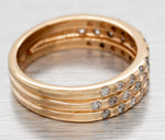 Vintage 0.50ctw Diamond Three-Row Cluster Wedding Band Ring - 14k Yellow Gold