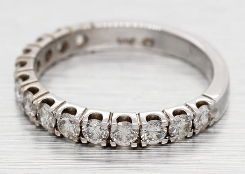 Vintage 0.60ctw Diamond Wedding Band Ring - 14k White Gold - Half-Eternity Style