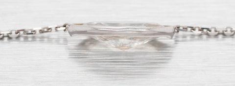 Vintage 1.10ct Marquise Diamond Pendant - 14k White Gold Necklace - 18"
