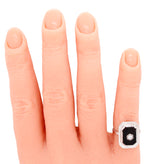 Antique Art Deco Black Onyx & Diamond Dinner Ring - 14k White Gold