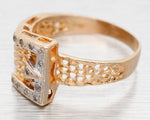Antique Art Deco Single Cut Diamond Belt Buckle Band Ring - 14k Yellow Gold