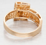 Antique Art Deco Single Cut Diamond Belt Buckle Band Ring - 14k Yellow Gold