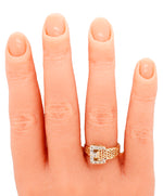 Antique Art Deco Single Cut Diamond Belt Buckle Band Ring - 14k Yellow Gold