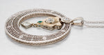 Antique Art Deco Diamond Emerald Open Circle Pendant 14k White Gold 18” Necklace