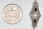 Antique Art Deco Diamond & Sapphire Filigree Bracelet - 14k White Gold - 7”