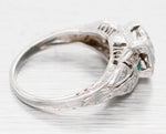 Antique Art Deco 0.25ctw Diamond & Emerald Nature Band Ring - 14k White Gold