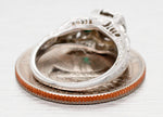 Antique Art Deco 0.25ctw Diamond & Emerald Nature Band Ring - 14k White Gold