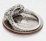 Antique Art Deco Square Sapphire & Diamond Band Ring - 18k White Gold