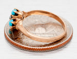 Antique Art Deco Four Stone Turquoise & Diamond Statement Ring - 14k Yellow Gold