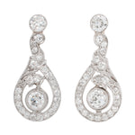 Antique Art Deco 2.00ctw Diamond Curved Statement Stud Earrings - 14k White Gold
