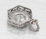 Antique Art Deco 0.50ct Diamond Hexagon Charm - 14k White Gold Filigree Setting